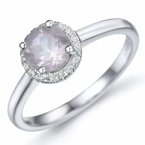 rund kvarts diamantring i 14  karat vitguld 0,80 ct 0,08 ct