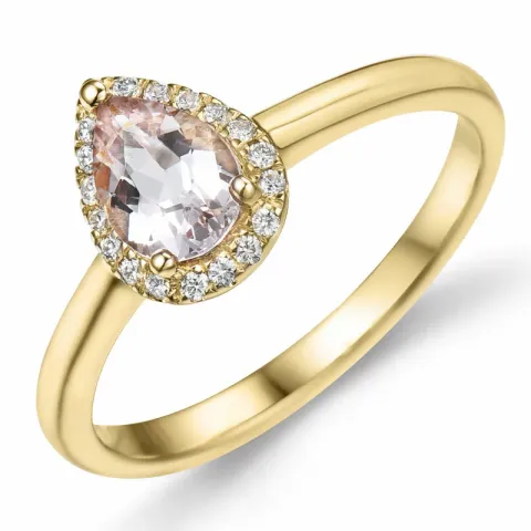 droppe morganit diamantring i 14 karat guld 0,64 ct 0,09 ct