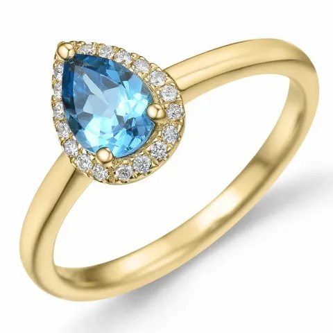 droppe topas diamantring i 14  karat guld 0,85 ct 0,09 ct