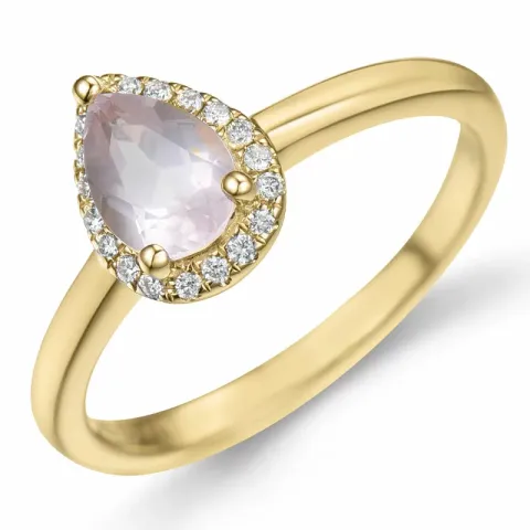 droppe kvarts diamantring i 14 karat guld 0,68 ct 0,09 ct