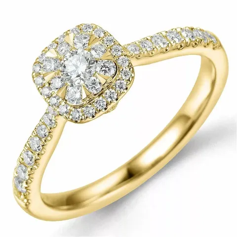 fyrkantigt diamantring i 14  karat guld 0,10 ct 0,44 ct