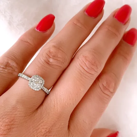 fyrkantigt diamant ring i 14 karat vitguld 0,10 ct 0,44 ct