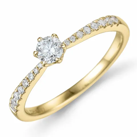 diamant ring i 14  karat guld 0,21 ct 0,13 ct