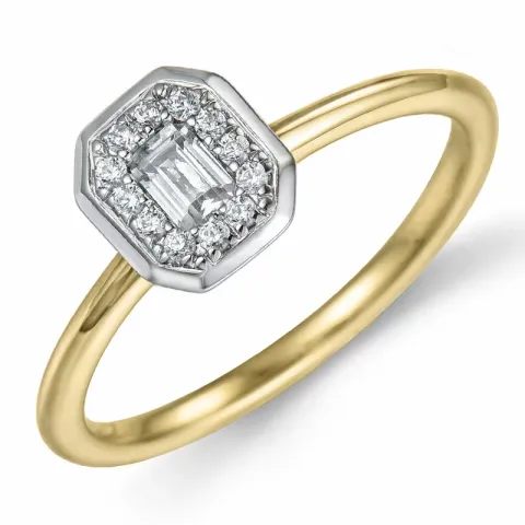 fyrkantigt diamantring i 14  karat guld- och vitguld 0,16 ct 0,08 ct