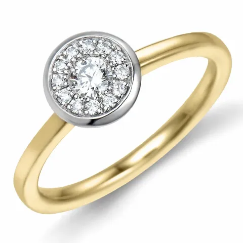 rund diamantring i 14 karat guld- och vitguld 0,15 ct 0,09 ct