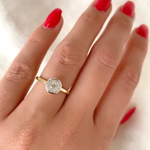 rund diamantring i 14 karat guld- och vitguld 0,15 ct 0,09 ct