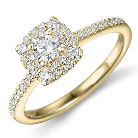 fyrkantigt diamantring i 14 karat guld 0,21 ct 0,30 ct
