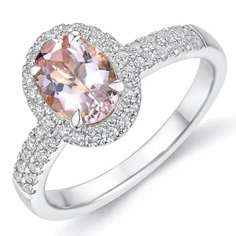 morganit diamantring i 14  karat vitguld 1,28 ct 0,53 ct