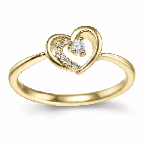 hjärta diamant ring i 14  karat guld 0,065 ct