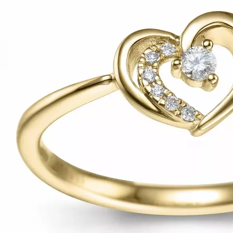 hjärta diamant ring i 14  karat guld 0,065 ct