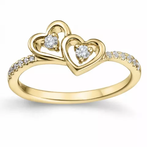 hjärta diamant ring i 14  karat guld 0,178 ct