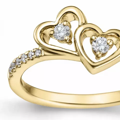 hjärta diamant ring i 14  karat guld 0,178 ct