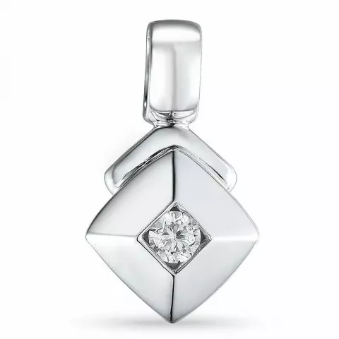 Fyrkantigt diamant hängen i 14  carat vitguld 0,10 ct