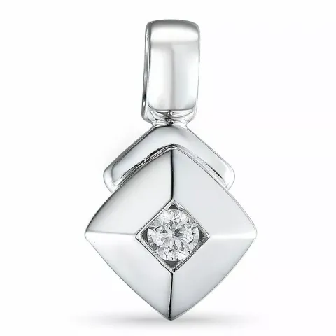 Fyrkantigt diamant hängen i 14 carat vitguld 0,10 ct