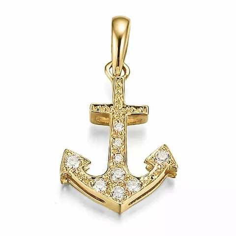 ankar diamant hängen i 14 carat guld 0,12 ct