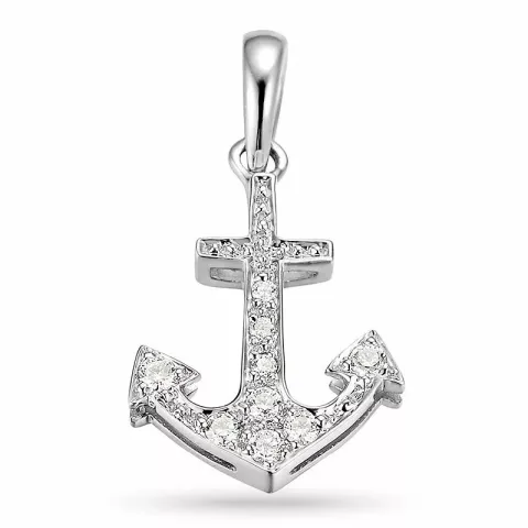 Ankar diamant hängen i 14 carat vitguld 0,12 ct