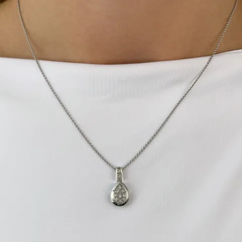 Droppformad diamant hängen i 14 carat vitguld 0,09 ct