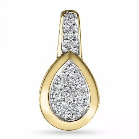 Droppformad diamant hängen i 14  carat guld- och vitguld 0,09 ct