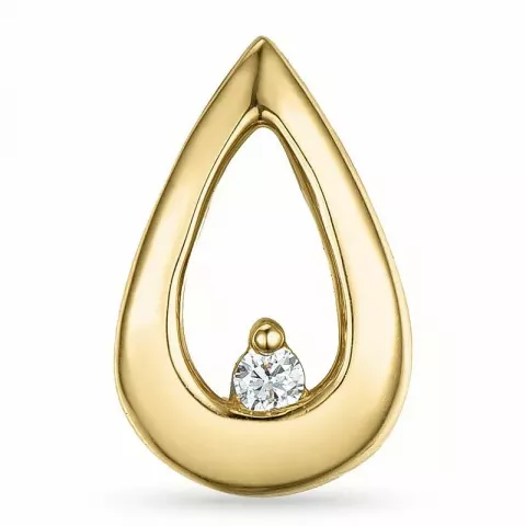 Droppformad diamant hängen i 14  carat guld 0,03 ct
