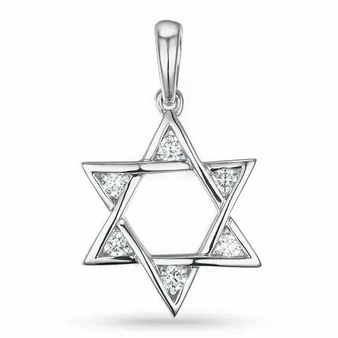Davidsstjärna diamantberlocker i 14  carat vitguld 0,18 ct