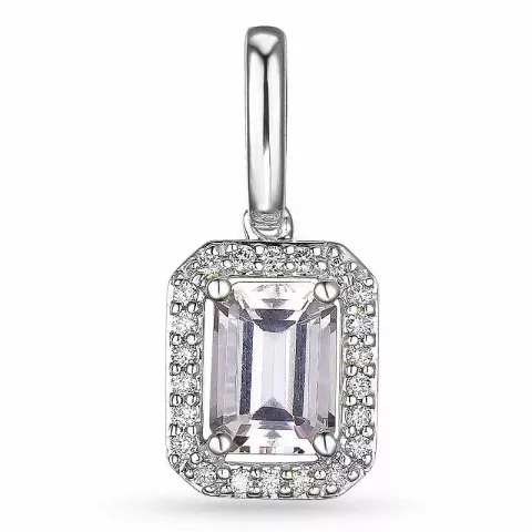 Fyrkantigt morganit diamantberlocker i 14  carat vitguld 0,78 ct 0,11 ct