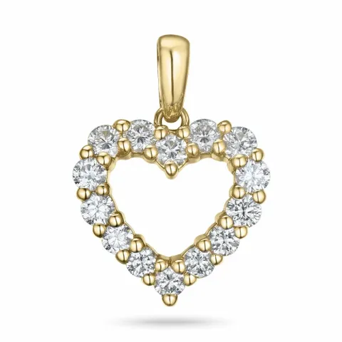 hjärta diamantberlocker i 14 carat guld 0,84 ct