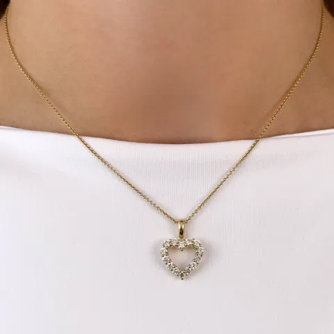 hjärta diamantberlocker i 14 carat guld 0,84 ct