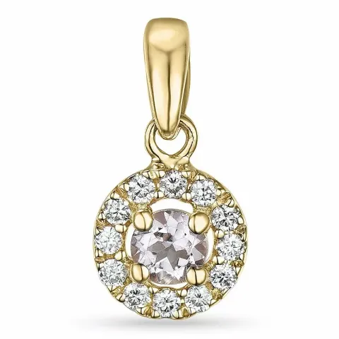 runt morganit diamantberlocker i 14 carat guld 0,09 ct 0,07 ct