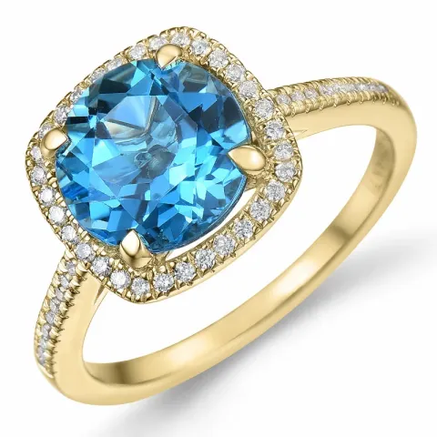 fyrkantigt topas diamantring i 14 karat guld 3,50 ct 0,18 ct