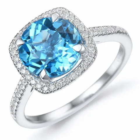 fyrkantigt topas diamantring i 14 karat vitguld 3,50 ct 0,18 ct