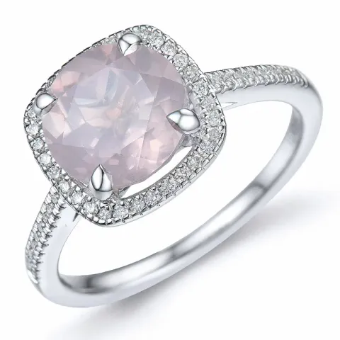 fyrkantigt kvarts diamantring i 14  karat vitguld 2,65 ct 0,18 ct