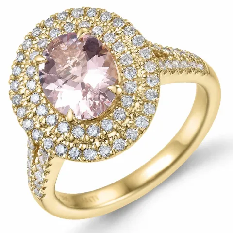 morganit diamantring i 14  karat guld 1,82 ct 0,75 ct