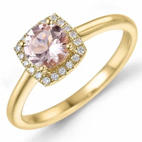 morganit diamantring i 14  karat guld 0,75 ct 0,10 ct