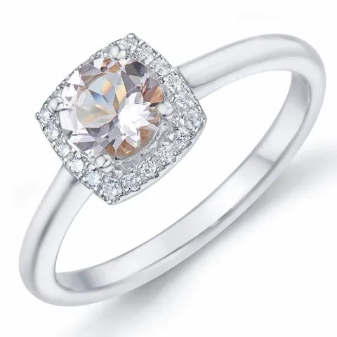 morganit diamantring i 14  karat vitguld 0,75 ct 0,10 ct