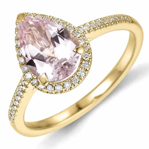 morganit diamantring i 14  karat guld 1,80 ct 0,16 ct