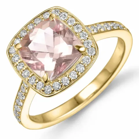 morganit diamantring i 14  karat guld 2,2 ct 0,38 ct