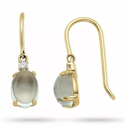 ovala gröna ametist diamantörhängen i 14 karat guld med ametist och diamant