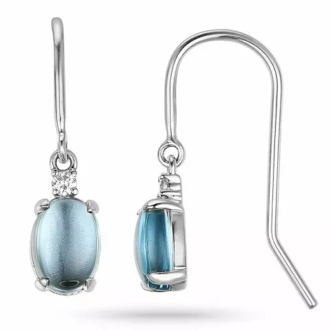 ovala topas diamantörhängen i 14 karat vitguld med topas och diamant