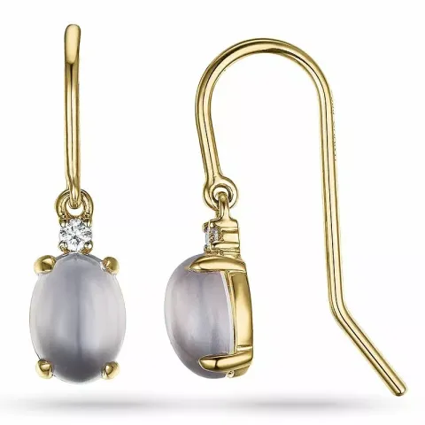 ovala kvarts diamantörhängen i 14 karat guld med kvarts och diamant