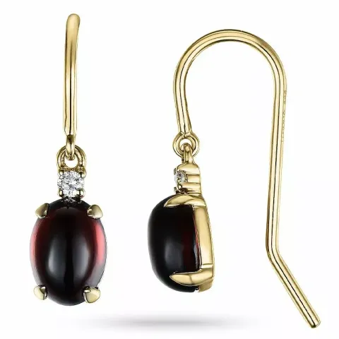 ovala granat diamantörhängen i 14 karat guld med granat och diamant