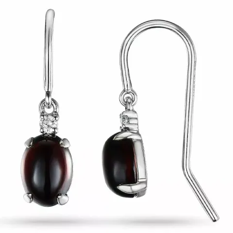 ovala granat diamantörhängen i 14 karat vitguld med granat och diamant