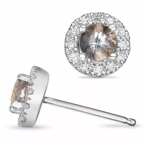 runda morganit diamantörhängen i 14 karat vitguld med morganit och diamant