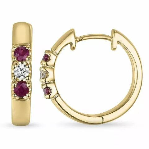runda 16 mm rubin creol i 14 karat guld med rubin och diamant