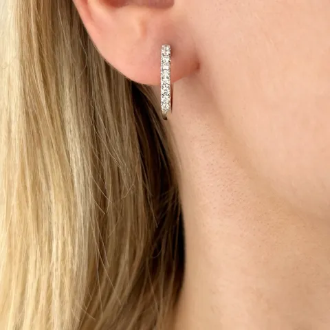 18 mm creol i 14 karat vitguld med diamant