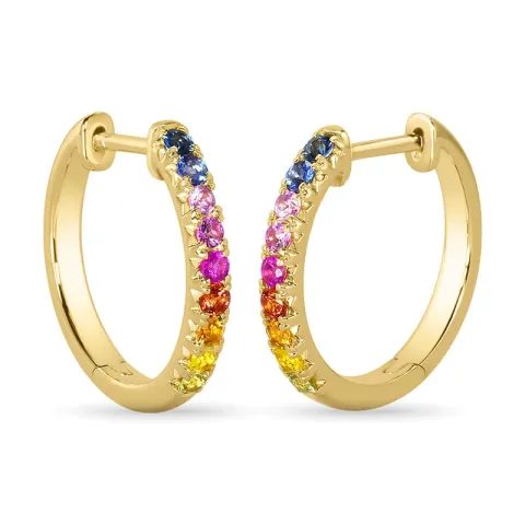 18 mm regnbågefärgat safir creol i 14 karat guld med safir