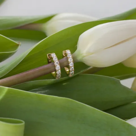 14 mm creol i 14 karat guld med diamant 