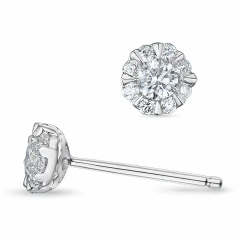 runda briljant örhängestift i 14 karat vitguld med diamant och diamant