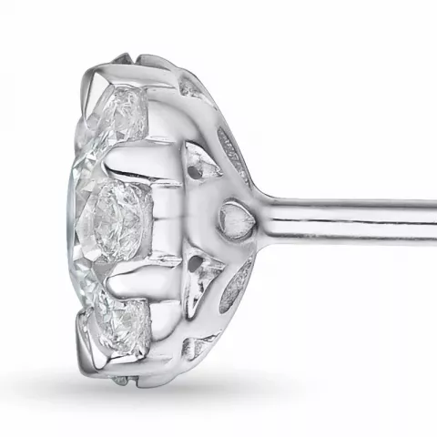 runda diamant örhängestift i 14 karat vitguld med diamant och diamant 