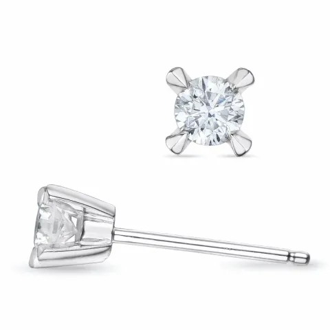2 x 0,20 ct solitäreörhängestift i 14 karat vitguld med diamant