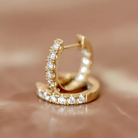 14 mm diamant creol i 14 karat guld med diamant 